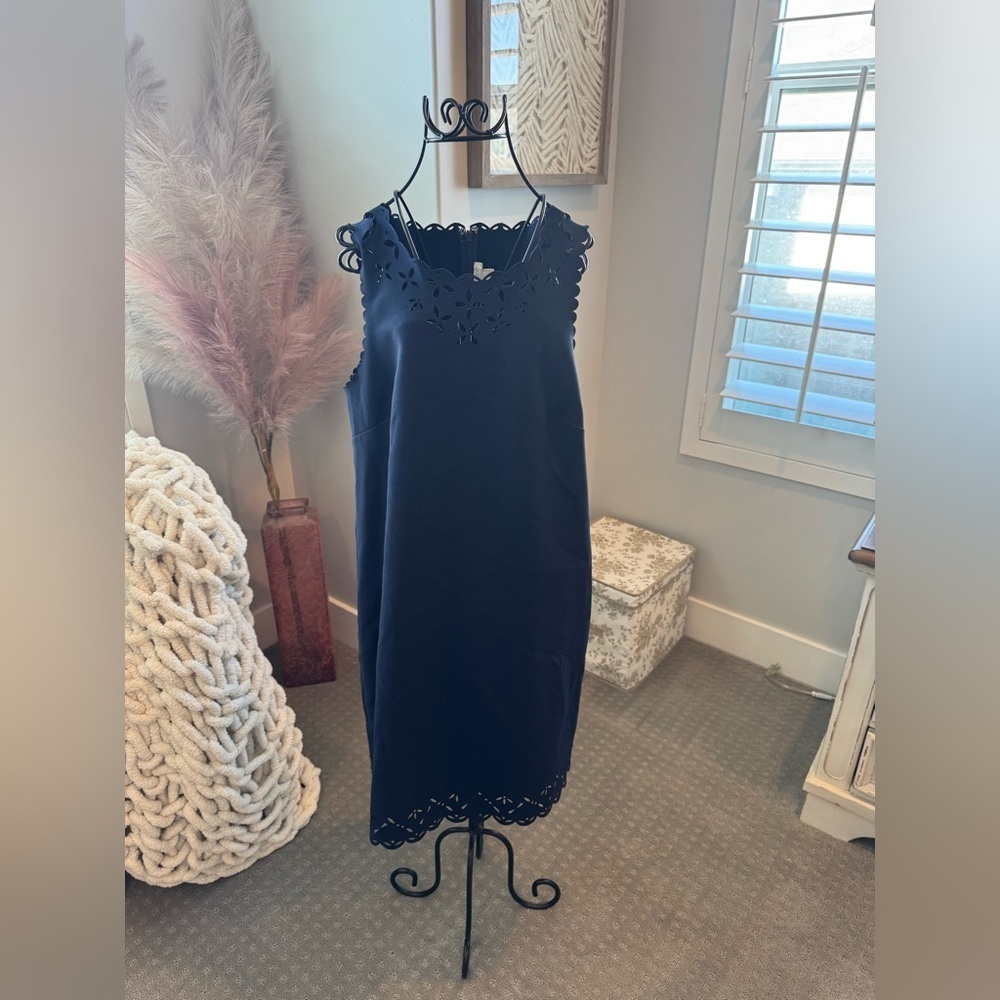 Women’s J. Crew Laser cut Navy Blue dress size 8